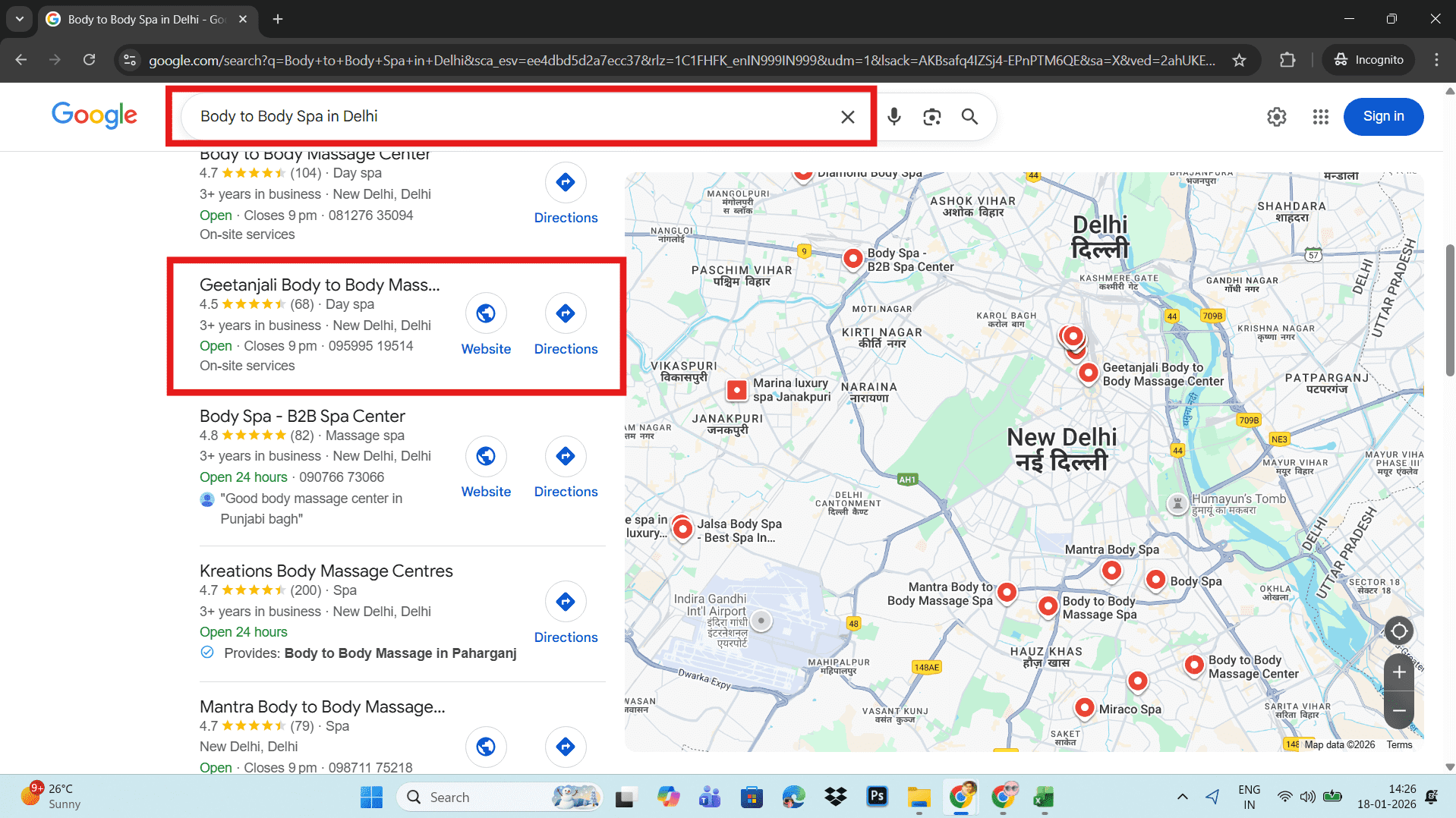 Geetanjali Spa Google Map Rank